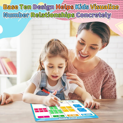 12 Pack Place Value Chart Dry Erase Flash Cards,9" x 12" Base Ten Addition and Subtraction Regrouping Math Manipulatives 1st 2nd 3rd Grade Classroom Must Haves Teacher Homeschool Supplies