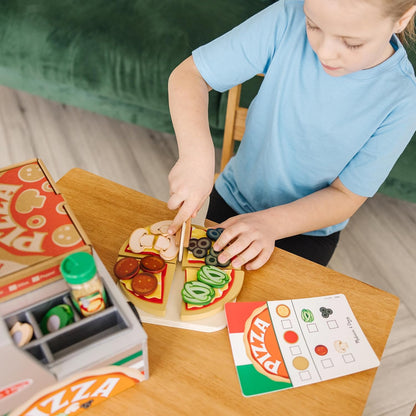 Melissa & Doug Top & Bake Wooden Pizza Counter, Kids Kitchen Playset with Play Food & Play Kitchen Accessories, Preschool Toys for Girls & Boys Ages 3+ - FSC Certified