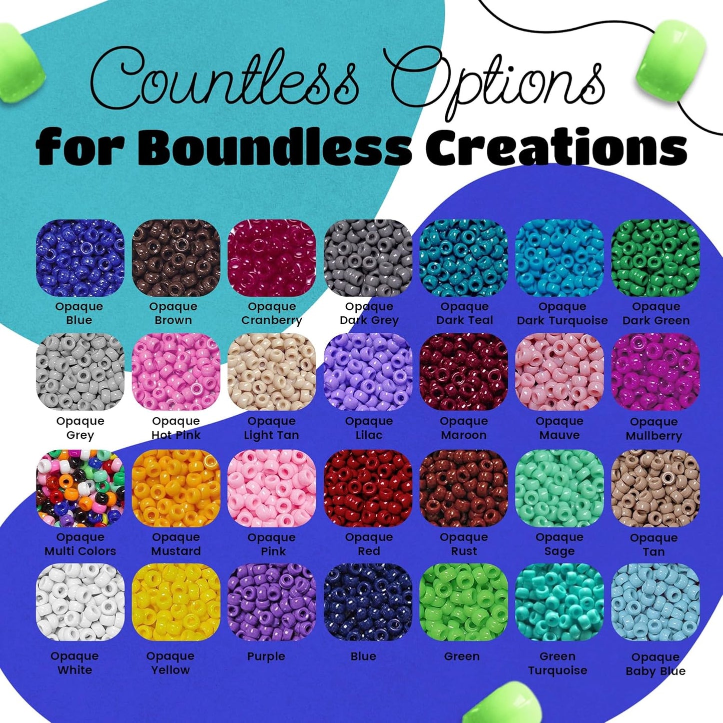 JOLLY STORE Crafts - Mini Pony Beads, Easy-to-Use Reusable Jewelry-Making/Bracelet Beads for Art, Craft Decorations & More, 6.5 x 4mm Beads, Crafted in The USA, Opaque Grey, 1000 pcs (Pack of 1)