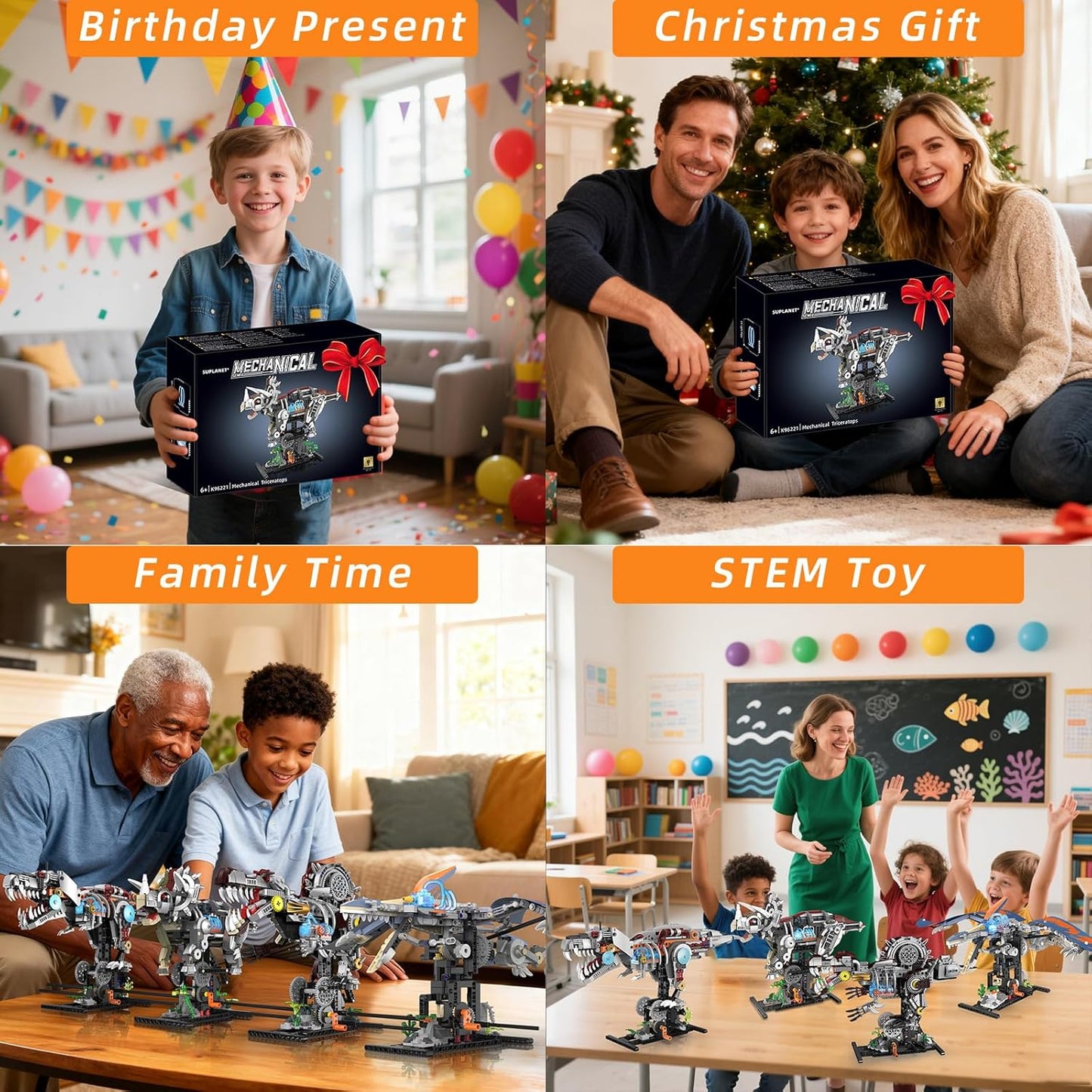 Mechanical T-Rex Dinosaur Building Set with Lights, Rotatable Components & Display Stand, STEM Building Toy for Boys 8-14, Home Office Decor for Adults, Mechanical Enthusiasts (730PCS)