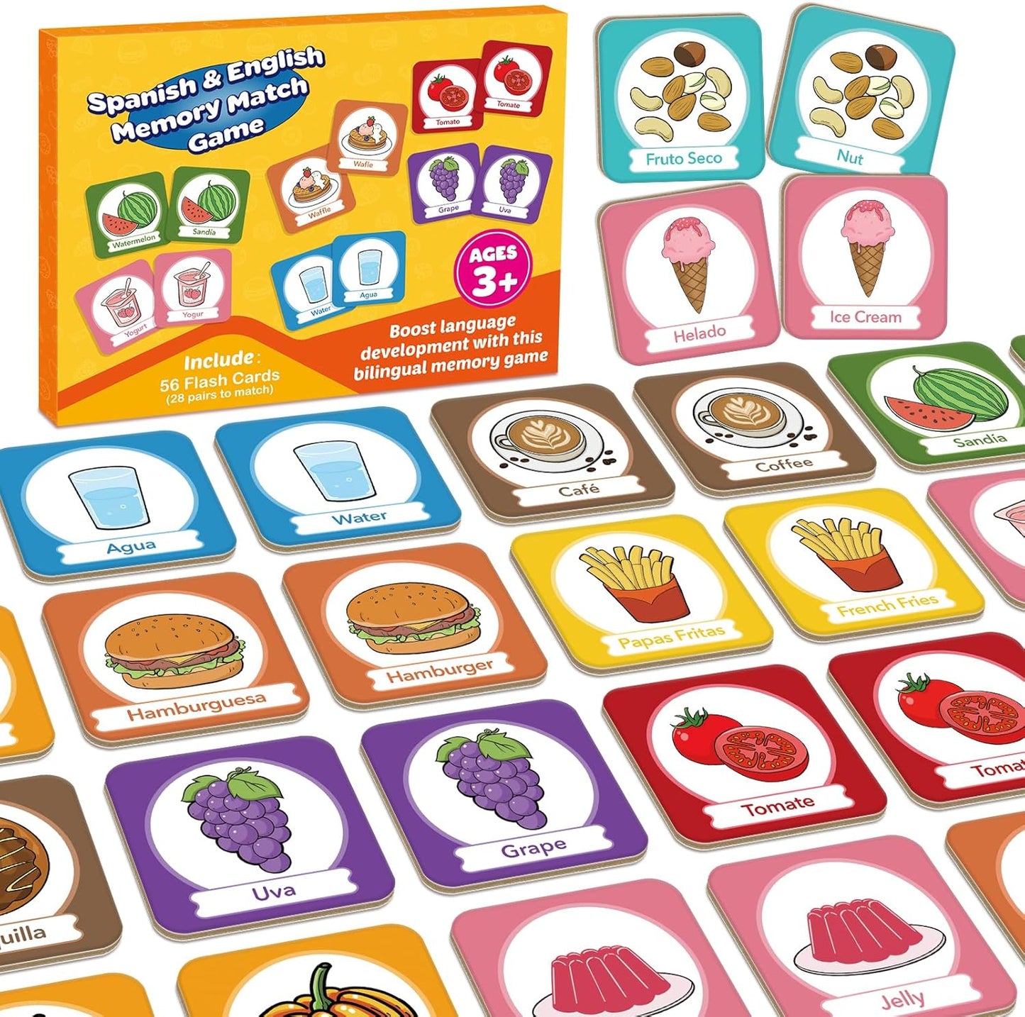 Edulok Memory Card Game, Toddler Match Game, Learn Spanish for Kids, Bilingual Flash Cards, Learning Toys for 4 Year Old, Preschool Learning Activities, Homeschool Supplies, Kindergarten Toys
