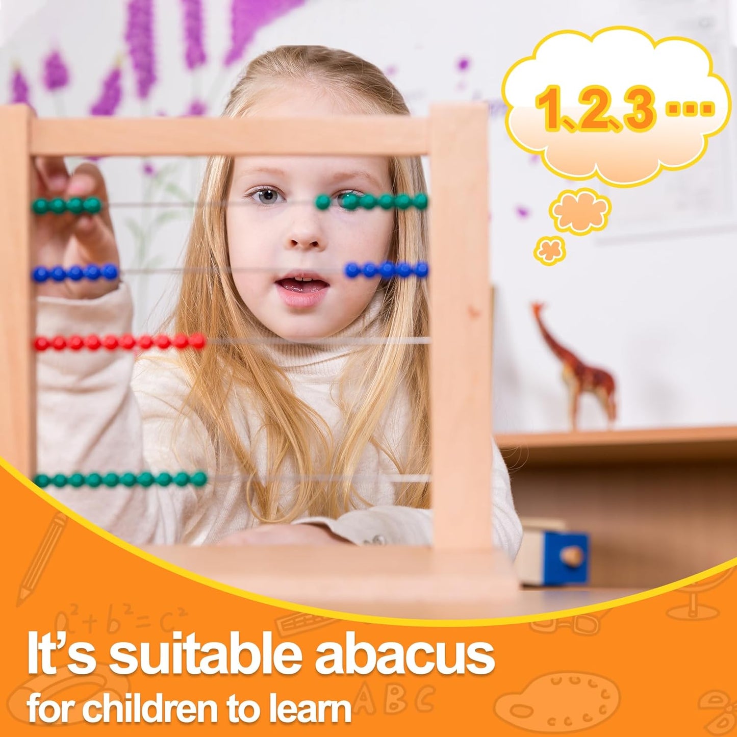 MONTESSORI OUTLET Wooden Small Bead Frame Abacus for 3 Year Old Boys Girls Kids Toddlers Math, Educational Counting Toy,Mathematics Toy Beads Game for Preschool and Homeschool Children