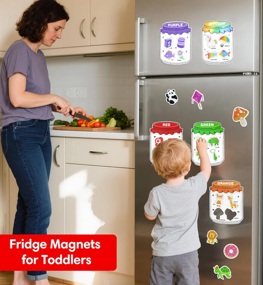 Magnetic Color Sorting Set, 13 Colors Magnets for Fridge, Magnetic Alphabets & Colors Sorting Toys for Toddlers, Letter Magnets for Fridge and Whiteboard, Kindergarten Must Haves