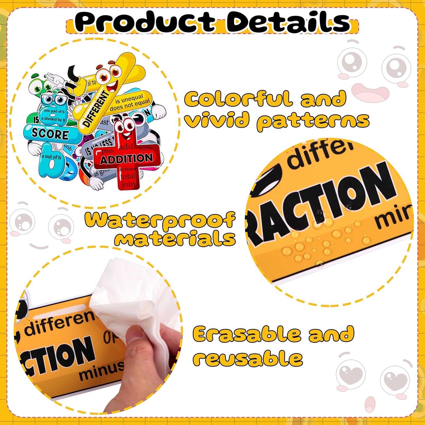 12PCS Math Posters Bulletin Board Classroom Decor: Educational Magnets Decorations, Mathematics Talk Sign Magnetic Symbols Cutouts for Elementary School Grade 2th 3th 4th 5th