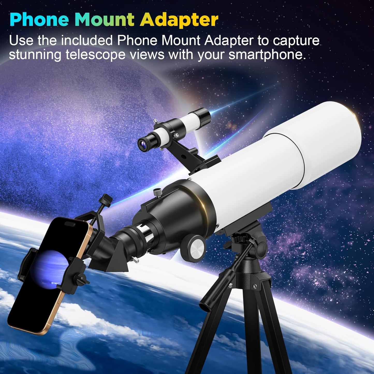 90mm Refractor Telescope for Adults & Kids 8+: 150X High Power, 500mm Focal Length, Professional Astronomical Scope with 133cm Tripod for Stargazing, Xmas Toy Gift for Beginners Boy Girls