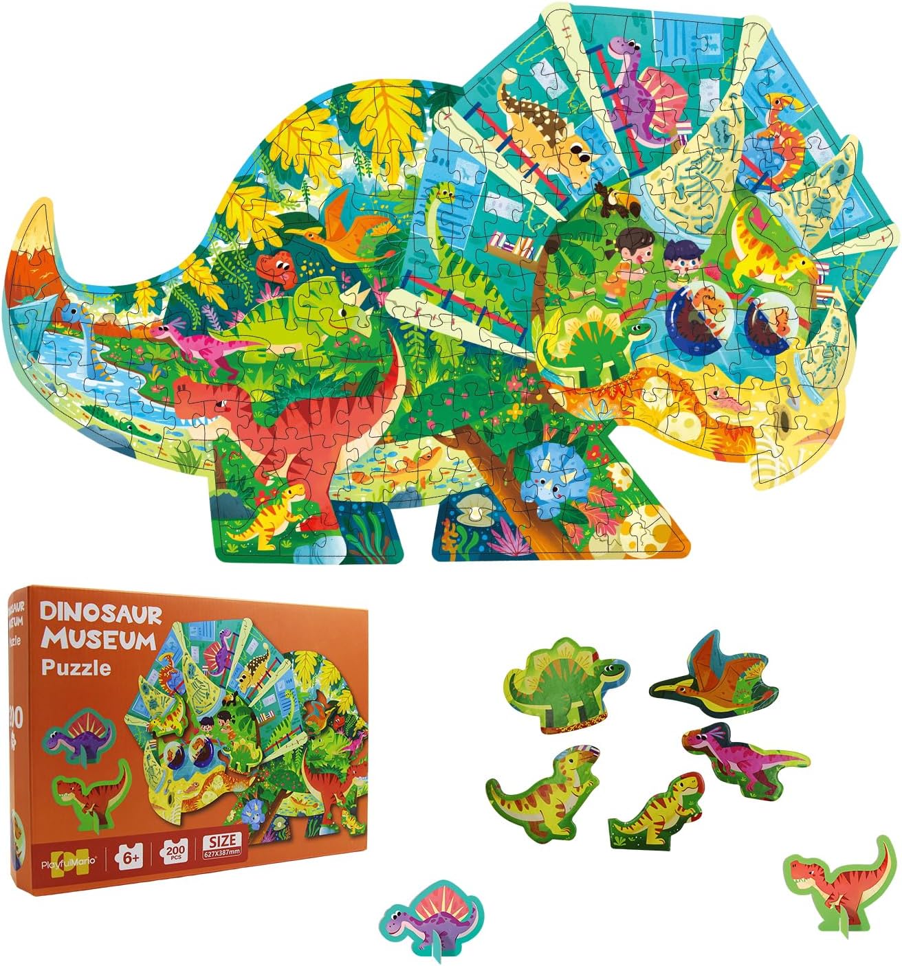 Dinosaur Puzzles for Kids Ages 6-8 Years Old 295 Piece Jigsaw Puzzles Unique Animal Shape Floor Puzzle Ages 8-10 Learning Educational Toys Birthday Gift for Boys Girls Ages 10-12