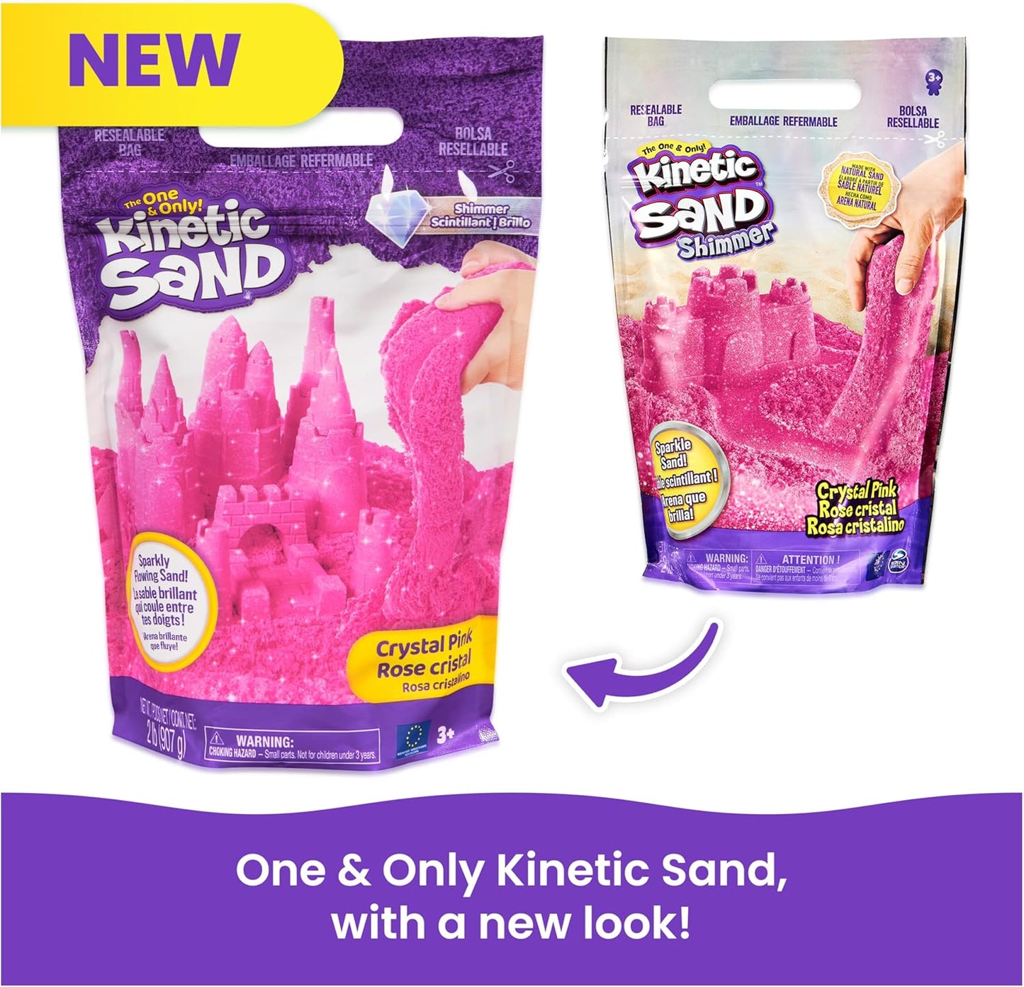 Kinetic Sand, Twinkly Teal 2lb Bag of All-Natural Shimmering Play Sand for Squishing, Mixing and Molding, Sensory Toys for Kids Ages 3 and up