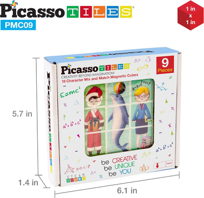 PicassoTiles Magnetic Cube Puzzle 7-in-1 Dinosaur Theme Pattern Magnet Mix Match Building Cubes Toy Set Kids Ages 3 & Up Preschool Children Promote Problem Solving Skills PMC10