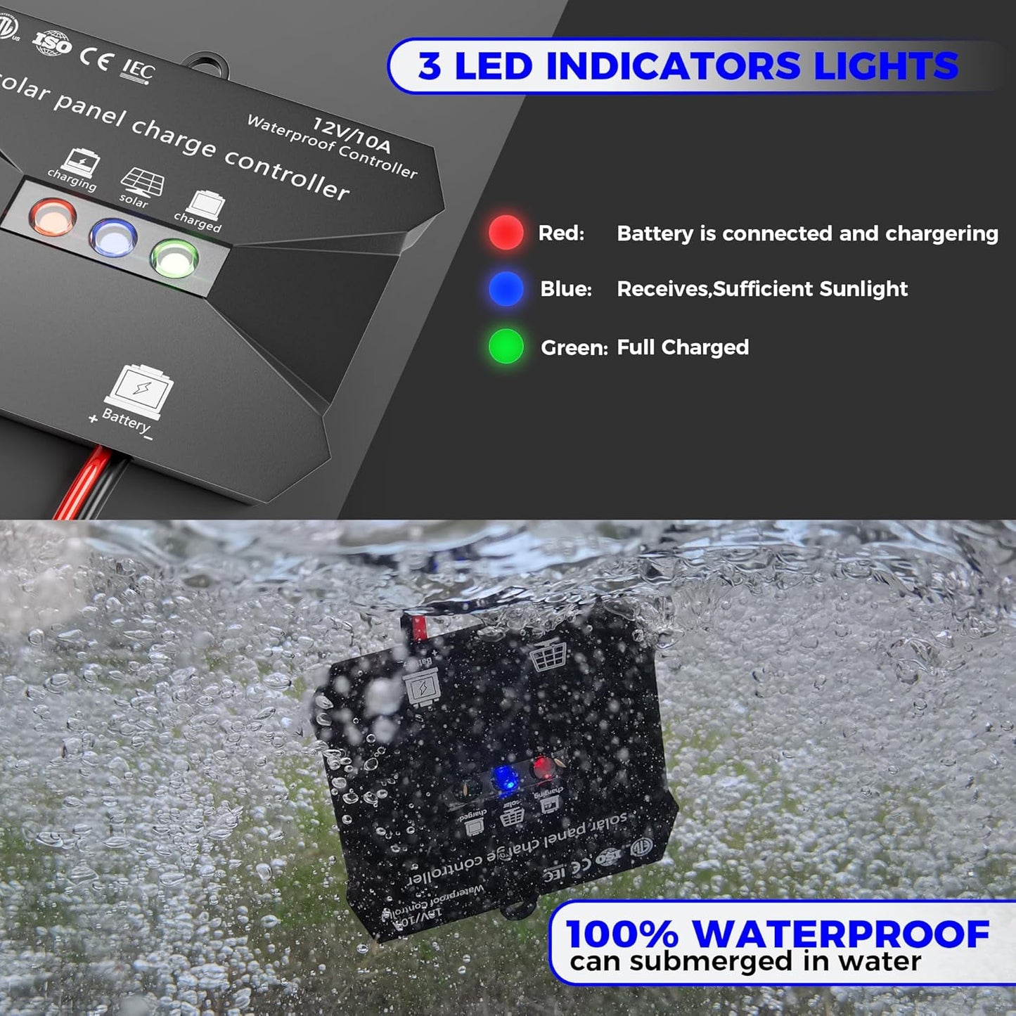 Voltset 12V Solar Battery Charger - 20W Waterproof Solar Panel Kit with Smart MPPT Controller - Trickle Charger Maintainer for Car RV Boat Marine Trailer Automotive Trailer Truck Motorcycle