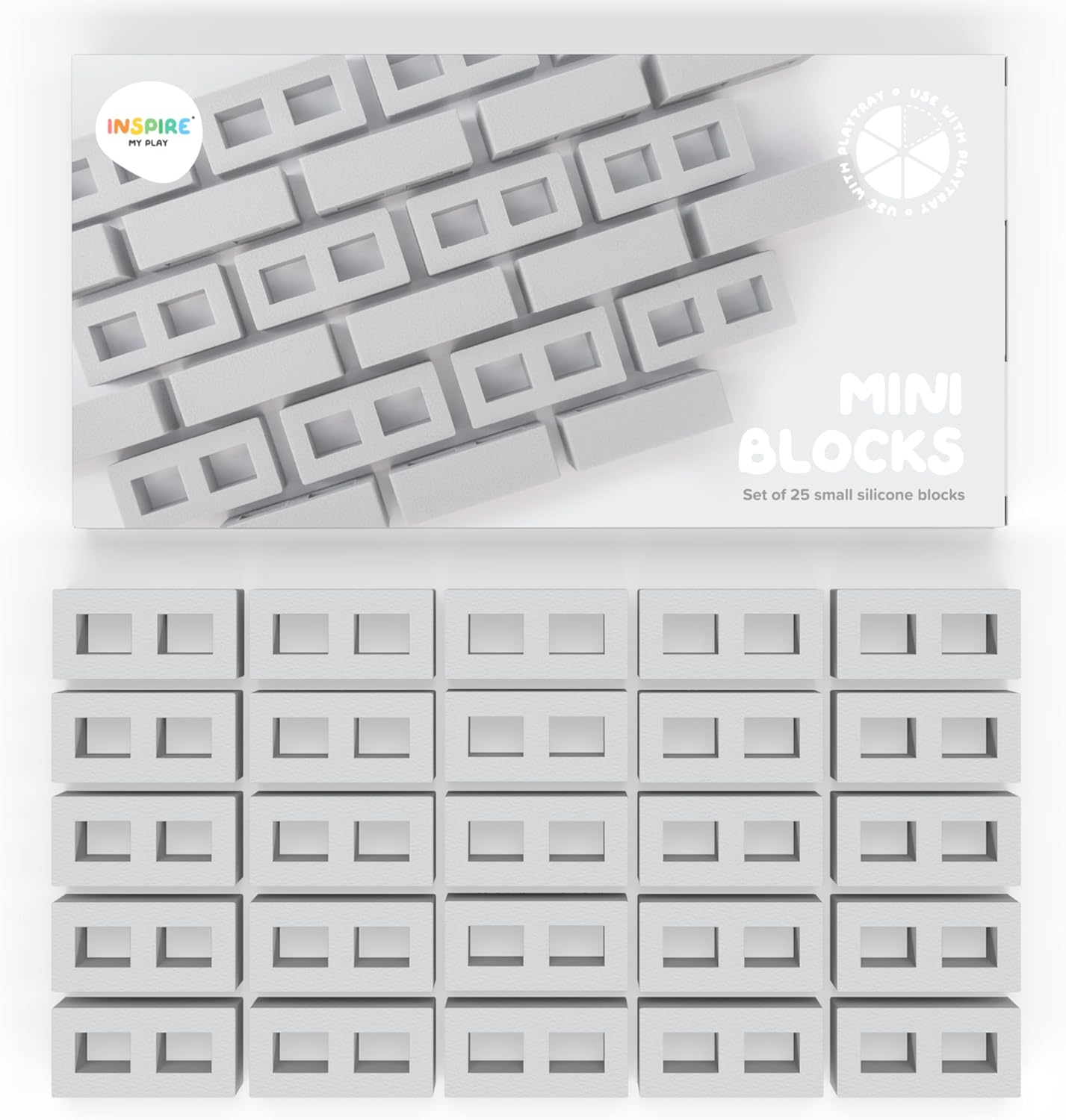 Inspire My Play 25 x Mini Silicone Building Blocks for Sensory and Messy Play - Construction Bin Filler - Creativity for Kids