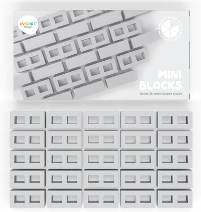 Inspire My Play 25 x Mini Silicone Building Blocks for Sensory and Messy Play - Construction Bin Filler - Creativity for Kids