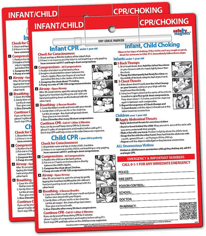 Safety Magnets by ZOCO – Infant and Child CPR & Choking Magnet – Laminated 8.5"x11" Emergency Numbers Fridge Card – First Aid Heimlich Maneuver for Parents, Caregivers, Daycare, Babysitters