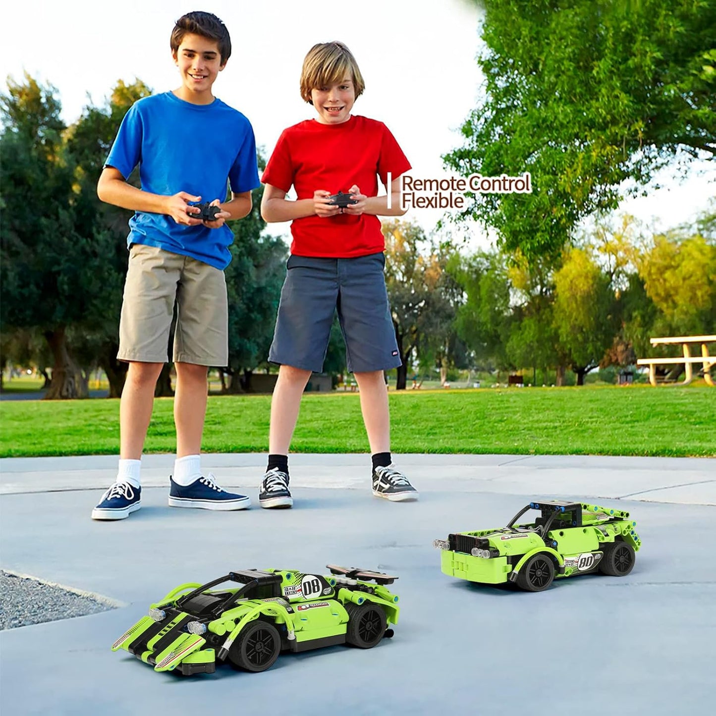 GAMZOO RC Toy Best Birthday Gifts for Age 6 7 8 9 10 11 12 Years Old Kids Boys Girls 2 in 1 Remote Control Racing Car Building Blocks 351 Pcs DIY Building Kits Engineering Construction Toy
