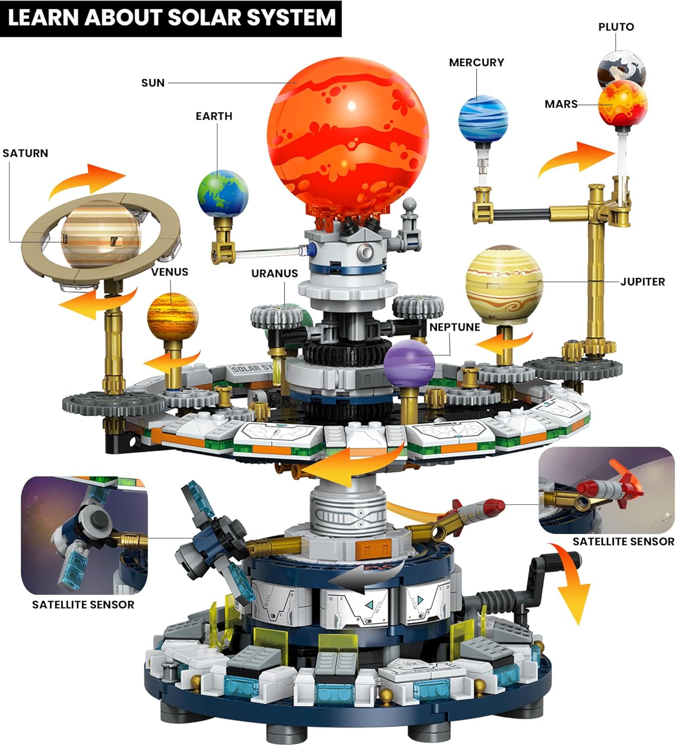 Rotatable Solar System Building Set, Space Exploration Building Blocks Set, Solar System Toys for Birthday for Teens Ages 12-14+ (963pcs)