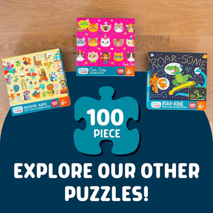 Chuckle & Roar - Roar-Some Glow in The Dark Jigsaw Puzzle for Kids - 100 Piece Educational Space Dino Puzzle - Ages 6+ - Fun Learning, Fine Motor Skills, Screen Free Activity