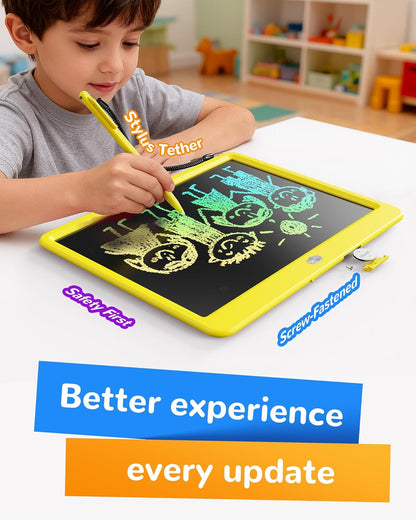 KOKODI LCD Writing Tablet, 12 Inch Colorful Toddler Doodle Board Drawing Tablet, Erasable Reusable Electronic Drawing Pads, Educational and Learning Toy for 3-6 Years Old Boy and Girls(Blue)