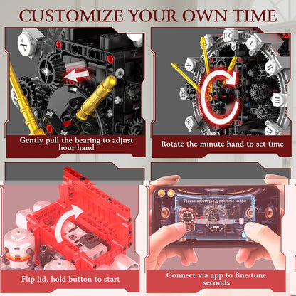 Mould King Cyberpunk Grand Clock Building Set 10160, 3675+ PCS Motorized DIY Clock Model with Mechanical Gears, APP Control & Real-Time Display, Advanced Engineering Toy for Adults & Teens 14+