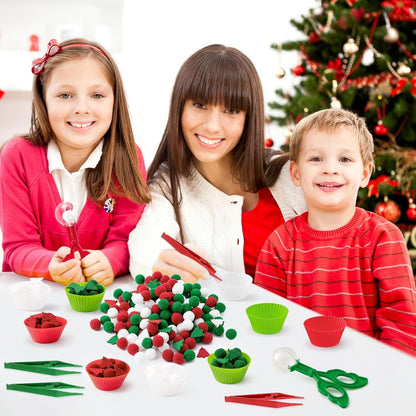 EZdhuawuse Summer Fine Motor Toys - 270Pcs Counting Sorting Sensory Bin Filler Set for Kids Xmas Counting Toy with Felt Xmas Tree Pom Poms Cup Clip for Preschool Education Activities