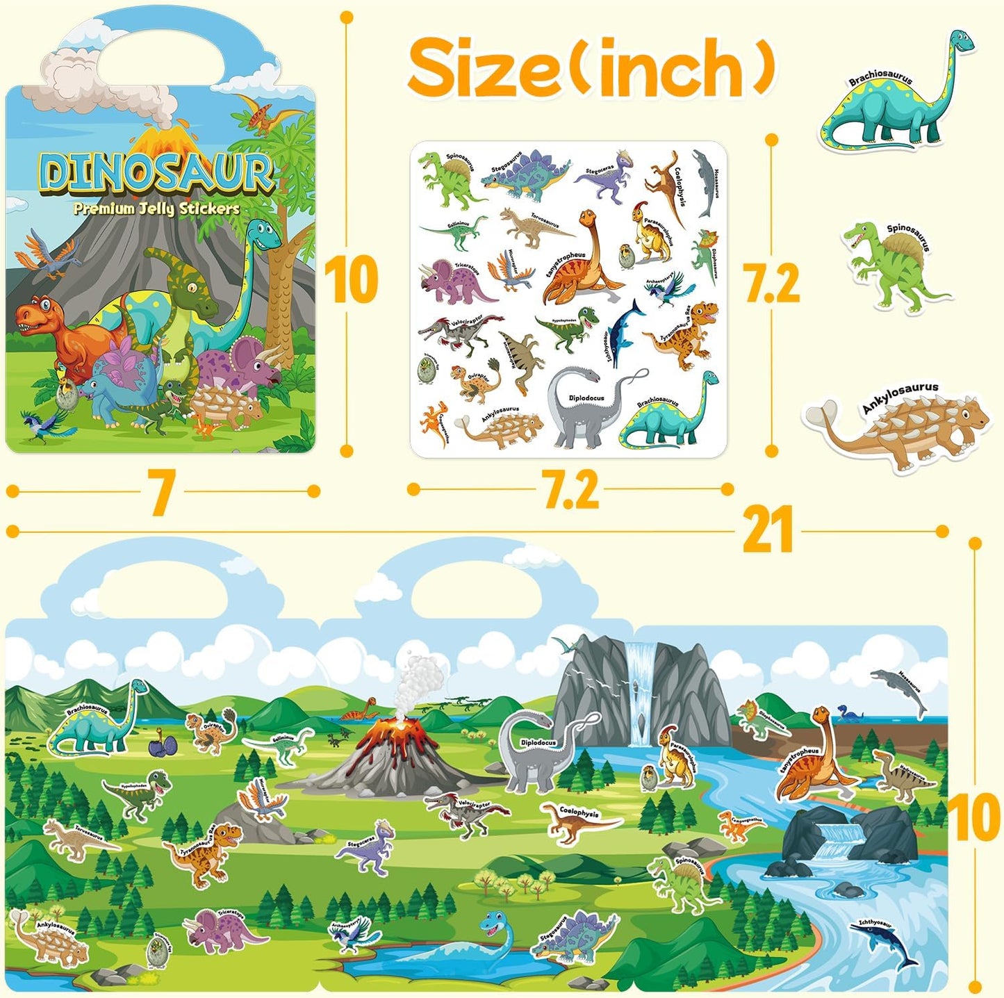 6 Sets Reusable Sticker Book for Toddlers 3-6, Jelly Sticker Books for Toddler, Travel Sticker Activity Toys for Kids 3 4 5 6 Years Old Girls & Boys