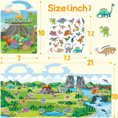 6 Sets Reusable Sticker Book for Toddlers 3-6, Jelly Sticker Books for Toddler, Travel Sticker Activity Toys for Kids 3 4 5 6 Years Old Girls & Boys