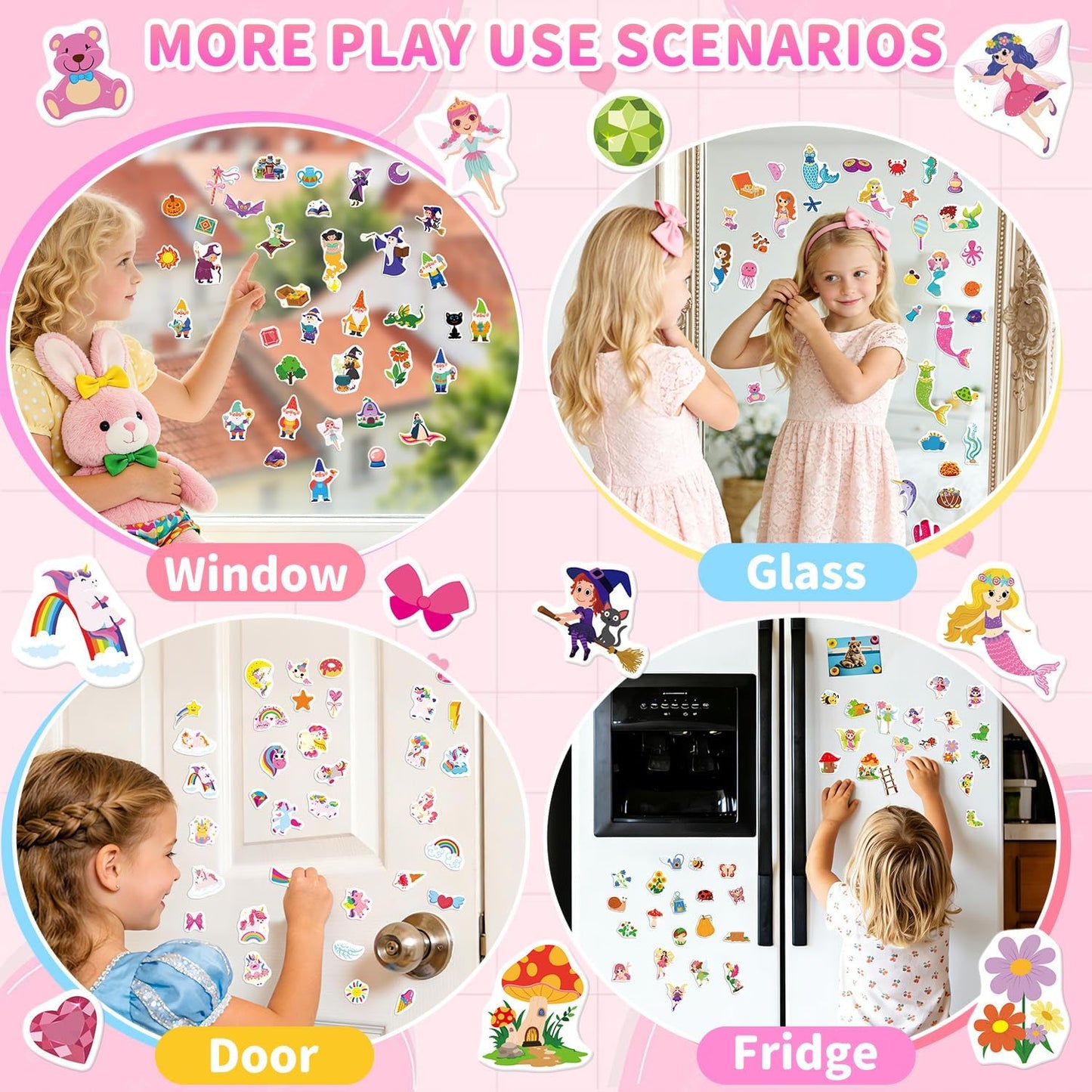 6 Sets Reusable Sticker Book for Toddlers 3-6, Jelly Sticker Books for Toddler, Travel Sticker Activity Toys for Kids 3 4 5 6 Years Old Girls & Boys