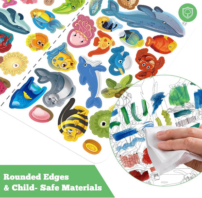 Kalysky Dinosaur and Ocean Animal Scene Sticker Book for Kids Ages 4-12, Search and Find Sticker Activity Book–Travel Toys for Toddlers, Airplane & Road Trip Games, Educational Fun