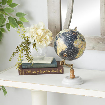 Deco 79 Marble Globe with Marble Base, 7" x 7" x 11", Teal