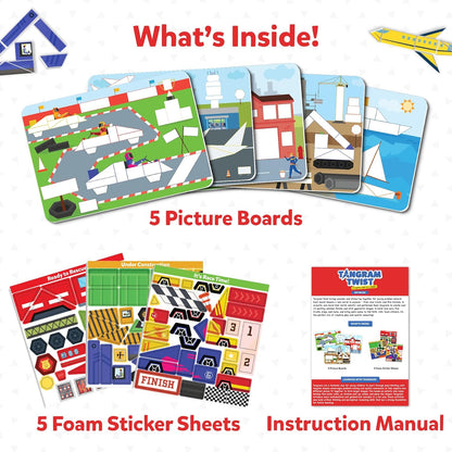 Skillmatics Tangram Sticker Puzzles - Educational Art & Craft Activity with 150+ Foam Tangram Stickers, Creative Toys & Games for Boys & Girls Ages 4, 5, 6, 7