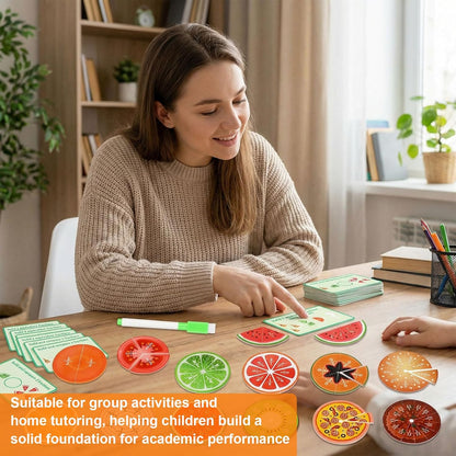 Fruit Fraction Tiles, 1/1-1/13 Montessori Math Fraction Manipulatives, 1st - 5th Grade Classroom Must Haves Fraction Games Puzzle, Elementary Homeschool Essentials Math Manipulatives