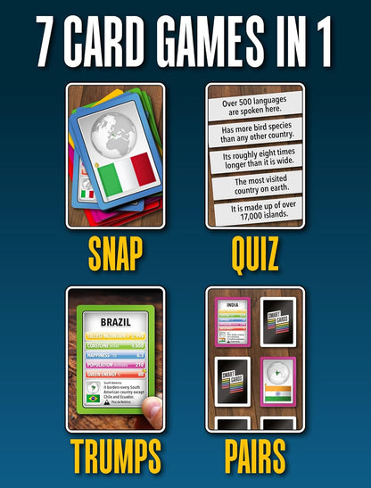 SMART CARDS DINOSAURS Card Game - Matching Pairs, Snap, Trumps, Rummy, Happy Families (7 Games To Play) | Travel Game, Gift, Stocking Stuffer | for Adults, Kids, Boys, Girls | Age 5+, 1-8 Players
