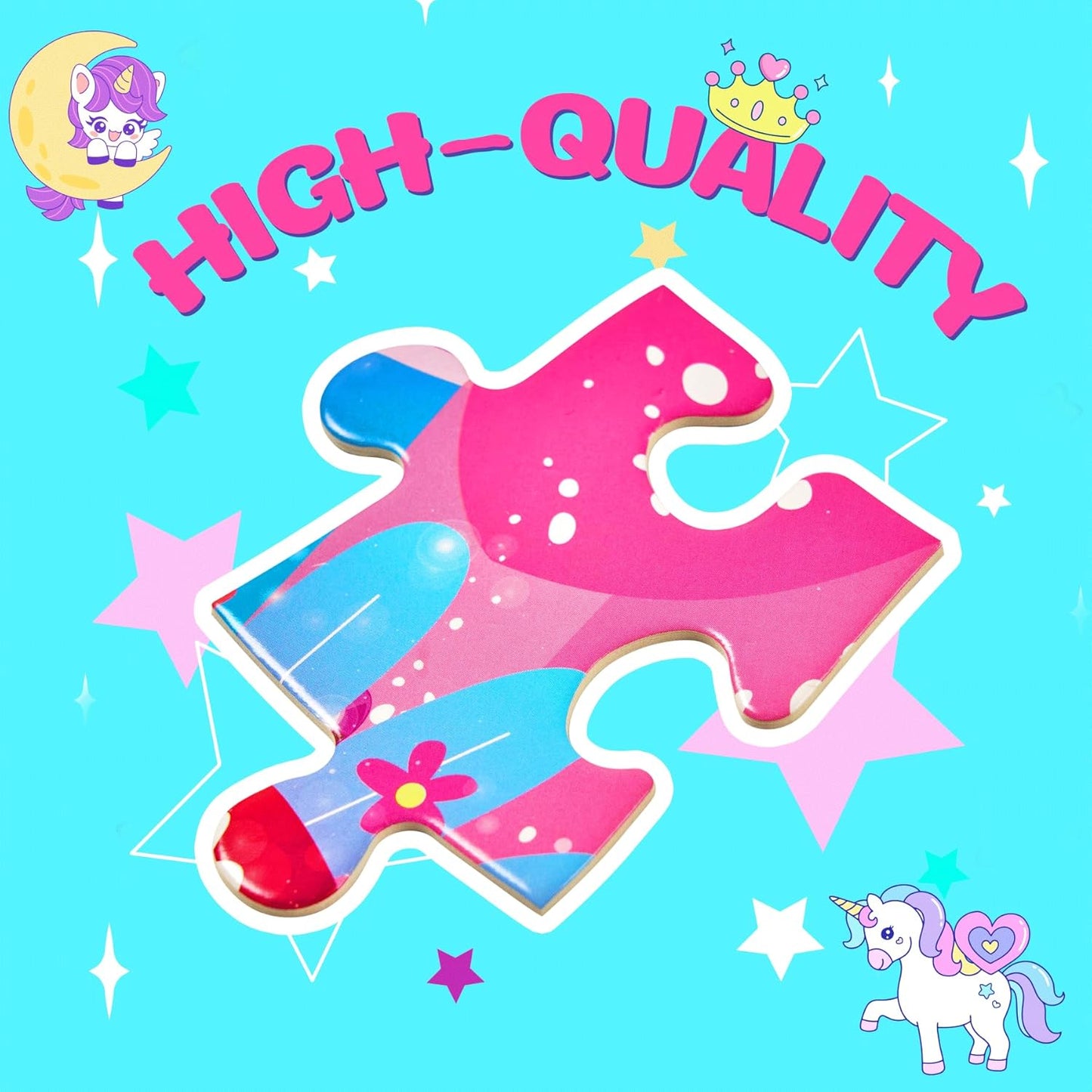 Unicorn Toys Gifts for Girls Age 4-6, 70 Pcs Jumbo Floor Puzzle for Kids, Fun Educational Preschool Learning Toy for Toddlers 3-5, Easter Basket Stuffers Birthday Gifts for Kids (Pink)