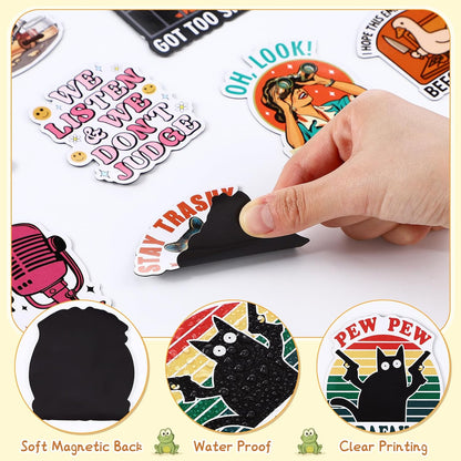 Xuhal 50 Pcs Funny Fridge Magnets Bulk Reusable Expressions Cute Animal and Words Refrigerator Magnets for Adults Home Office Kitchen Decoration (Classic Style)