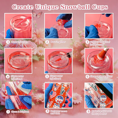 Bumaeu 61Pcs Snow Globe Tumbler Starter Kit Includes 16oz Double-Wall Acrylic Snowglobe Cups Suitable for Beginners DIY Kit Includes Glitters Stickers and Accessories
