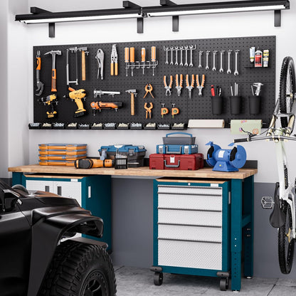 INCLY 48x24 Inch Metal Peg Board Kit with 1/4" Pegboard Hooks Accessories, 4PCS Pegboard Panels and 156PCS Black Pegboard Wall Organizer Tool Storage System for Garage Workbench Shed