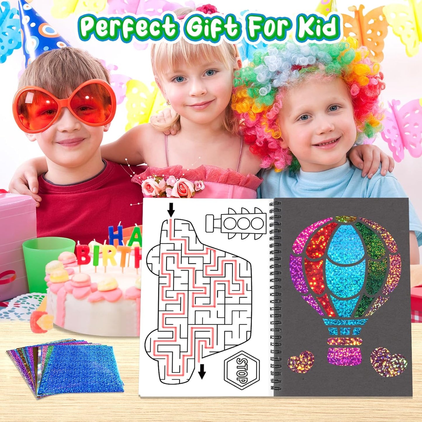 Foil Craft Bugs Butterfly DIY Art Fun Kits Set, No Mess Creative Foil Art Drawing Game for Kids, Birthday Gifts Crafts Supplies Travel Toys for Girls Boys Ages 4-9