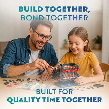 Playz V8 Combustion Engine Model Kit That Runs - Build Your Own STEM Mini V8 Model Engine Kit for Adults & Kids Age 12+, Visible V8 Mini Engine Kit That Works for Adult w/ 270 STEM Parts