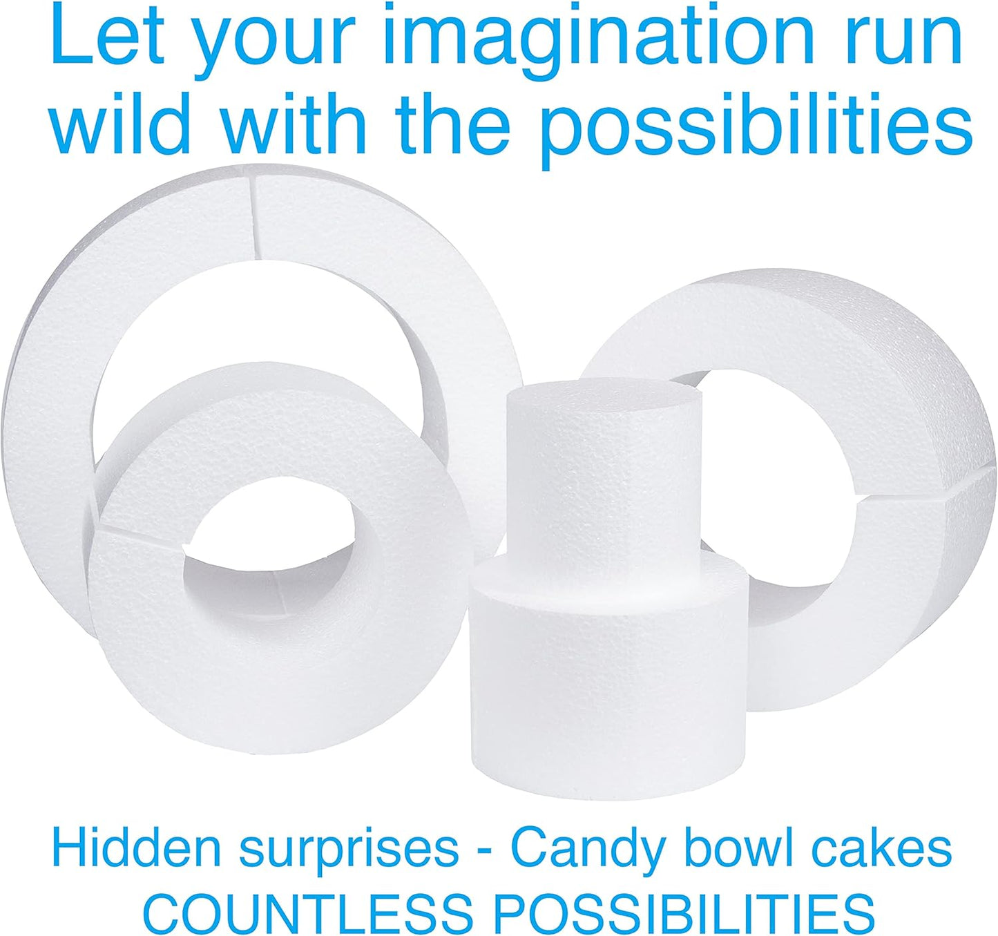 Silverlake 5-Tier Square Cake Dummy Set - Nesting 4" H x 4,6,8,10 & 12" W Blocks for Styrofoam Baking Display Projects