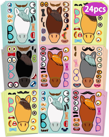 24 Pcs Make Your Own Dinosaur Sticker Sheets, Dinosaur Party Favors Face Stickers for Kids Boys Toddlers Crafts Activities Gift Bags Birthday Party Valentines Day Gifts for Kids Classroom