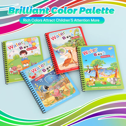 5 Pack Reusable Water Coloring Book for Toddlers, Water Doodle Book Toys, Paint with Water Books,Mess-Free Coloring Book, Portable Educational Doodle Drawing Toy,Educational Learning Kits Gifts