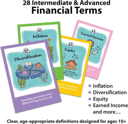 Finance Go Fish – 3-in-1 Financial Literacy Card Game for Kids Ages 5–12 | Go Fish, Memory & Old Maid | Educational Money Vocabulary Deck (Combo)