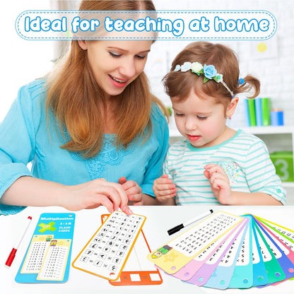 1-12 Multiplication Flash Cards, Large Math Table Flashcards, Including 15 Cards, 2 Dry Erase Markers, 1 Rings, Educational Times Table Flashcards for Classroom Home, for 1st to 3rd Grades