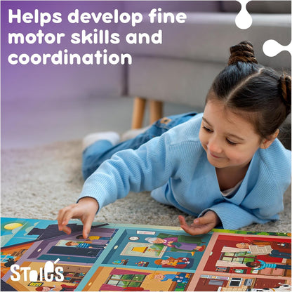 Stoie's Giant Floor Puzzle for Kids Ages 1-3 - My House Theme with 7 Different Rooms - Aids in Developing Fine Motor Skills and Critical Thinking - Made with Durable, Ecological Materials