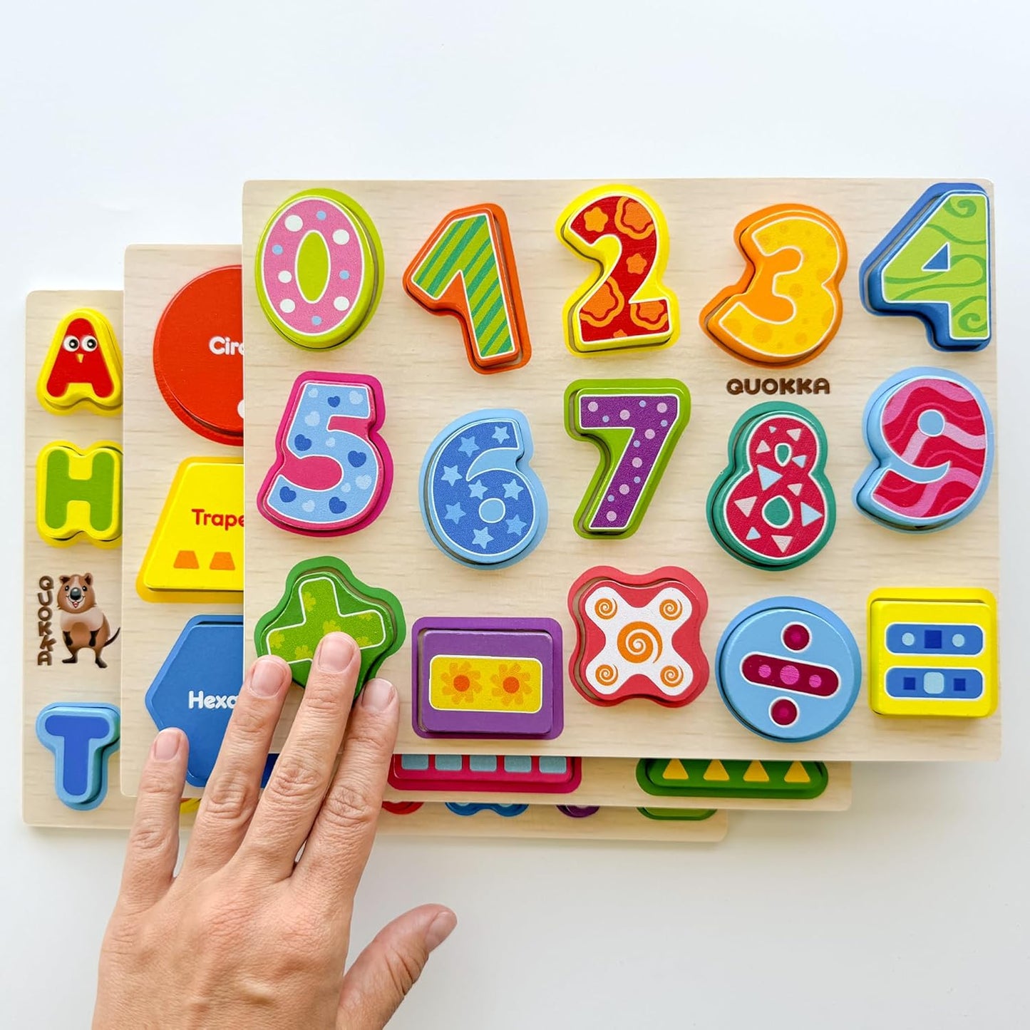 QUOKKA Wooden Puzzles for Toddlers 1-3 – 3xSET Toddler Puzzles Ages 2-4 – Montessori Animal Chunky Puzzle for Kids 3-5 – Wood Learning Toy for Boy and Girl – FSC Certified Wood