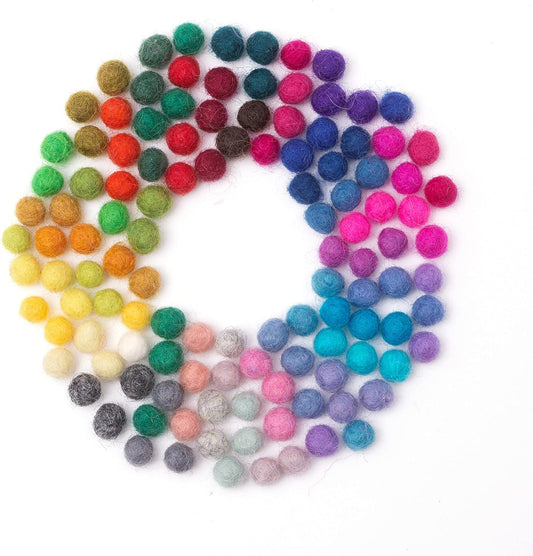 Glaciart One Wool Felt Balls Super Small (240 Pieces) 0.5 Centimeter - 0.2 Inch, Tiny Handmade Felted 40 Color (Red, Blue, Yellow, Black, Pastel and More) Bulk Small Puff for Felting and Jewelery