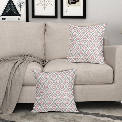 Blue Green Floral Block Print Pillow Covers 12X20 Set of 2, Flower Pattern Spring Summer Print Decorative Throw Pillow Covers Outdoor Farmhouse Seasonal Cushion Case Couch Sofa Bed Decor
