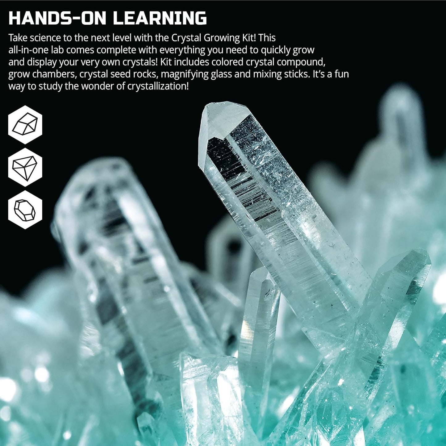 Discovery™ 12-Piece Lab Crystal Growing Kit, Grow Colored Crystals, Includes Mold Shapes and Magnifying Glass, Fun Chemistry and Geology Educational Science STEM Set
