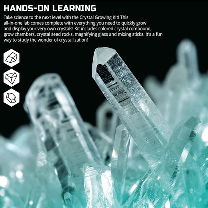 Discovery™ 12-Piece Lab Crystal Growing Kit, Grow Colored Crystals, Includes Mold Shapes and Magnifying Glass, Fun Chemistry and Geology Educational Science STEM Set