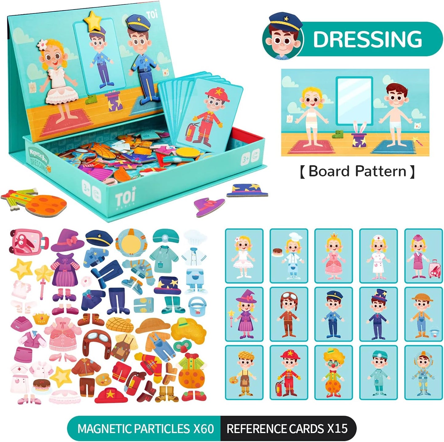 Toi Kids Magnet Toys Magnetic Jigsaw Puzzle Boxes with Game Board for Kids Ages 3-8, Portable Travel Game, Transport
