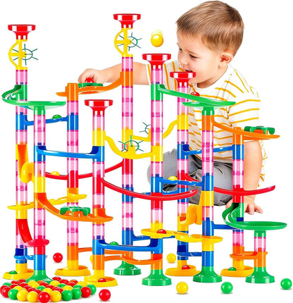 Marble Run for Kids - 133 PCS Construction Building Blocks Toys with Plastic Marbles, Maze Marble Track STEM Educational Toy, Birthday Gifts for Boys and Girls