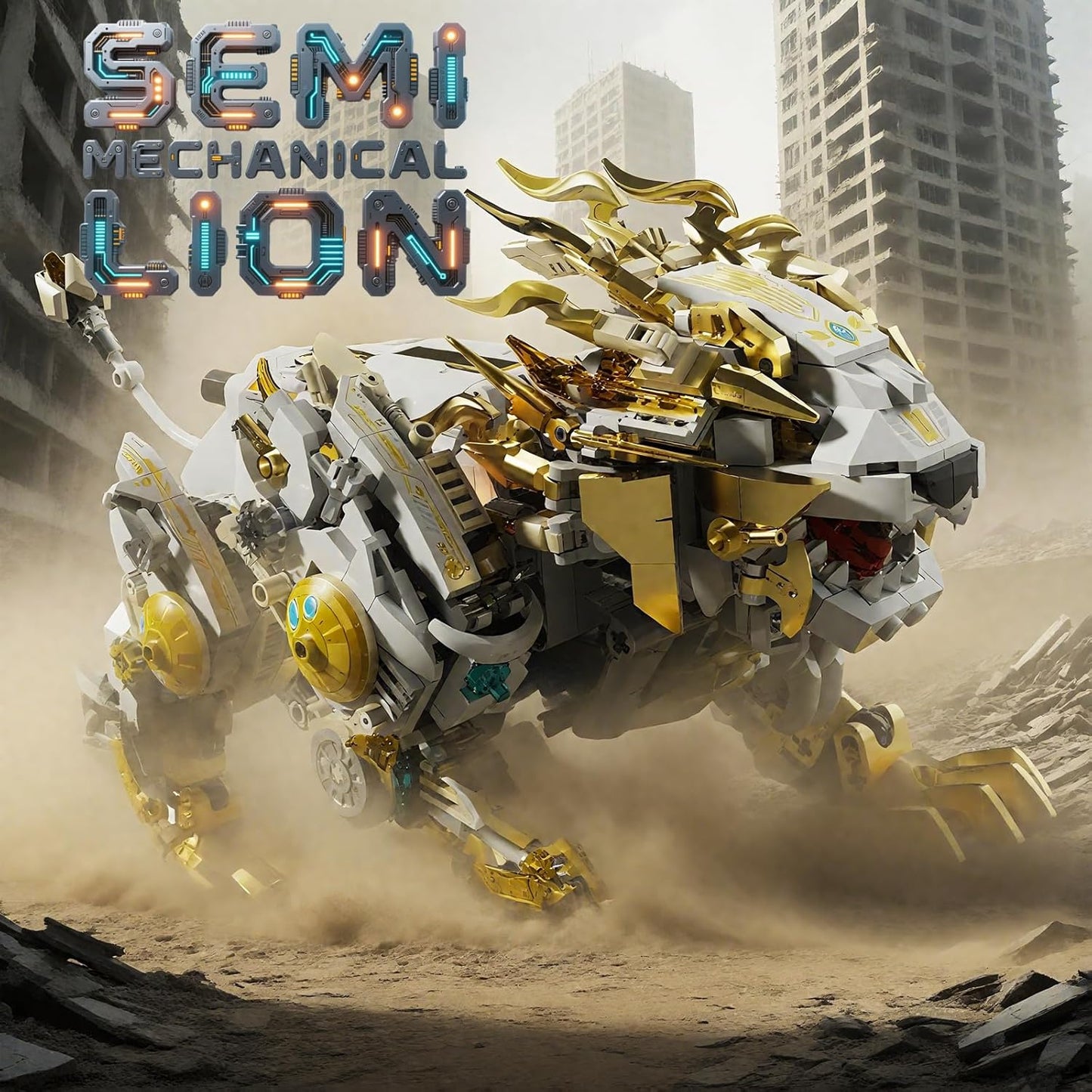 CSNRHG Mechanical Lion Building Block Toy Set Futuristic Mechanical Beast Model with Movable Parts & Gears Premium Mechanical Building Kit with Display Stand, Ideal Gift for Boys & Adults